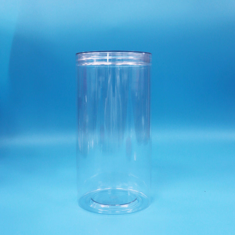 Clear PET Cylinder Round Food Grade Plastic Candy Cookies Food Jars Screw Clear Caps