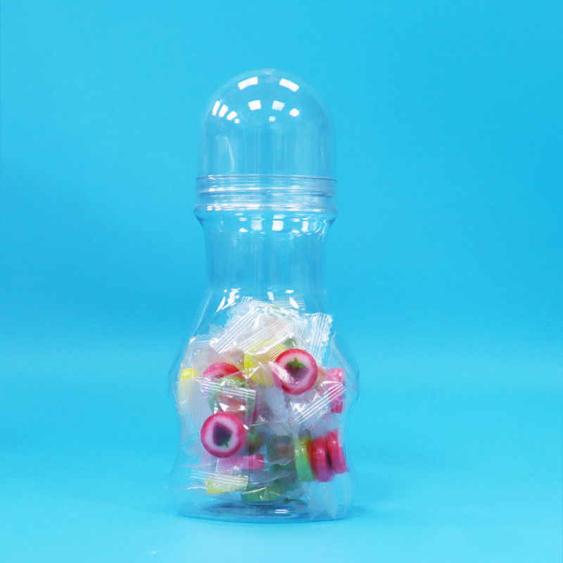 New Shape Design Child Food Hard Candy Screw Lid Clear Plastic PET Food Grade Jar