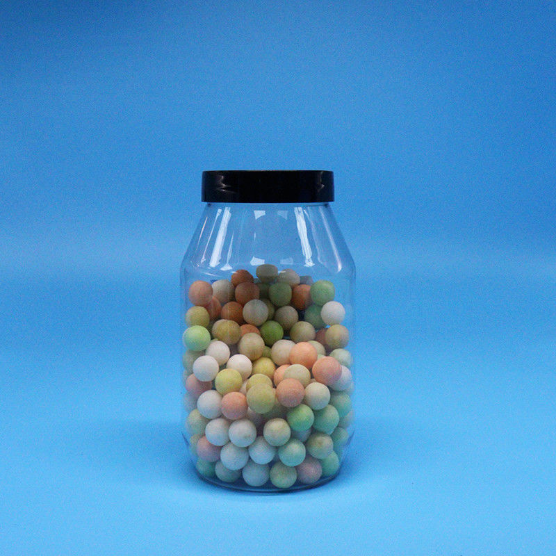 Cookies Candy Nuts High Quality Clear Round Wide Mouth PET Plastic Jar Screw Cap