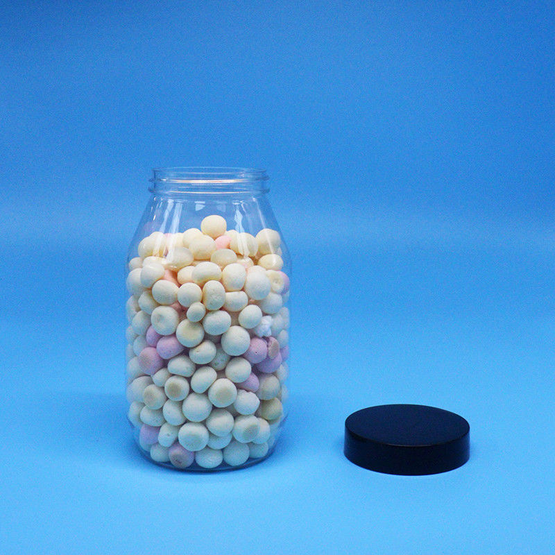 Cookies Candy Nuts High Quality Clear Round Wide Mouth PET Plastic Jar Screw Cap