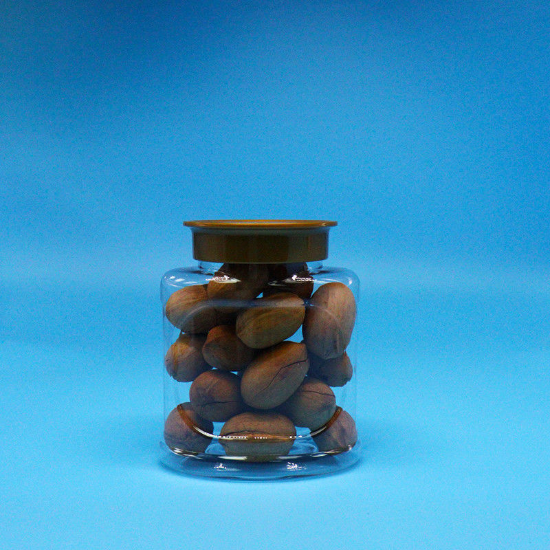 Empty Airtight Clear PET Food Grade Plastic Jar Screw Lid For Food Candy Cookie Nuts