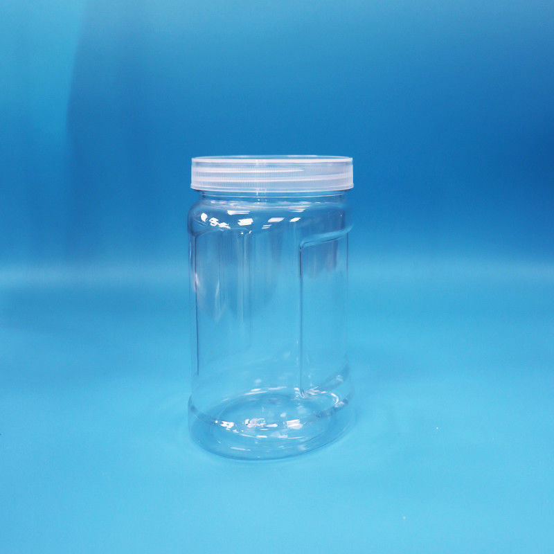 Tamper Proof White Cap PET Plastic Clear Jar For Food Nuts Candy Noodles Food Grade