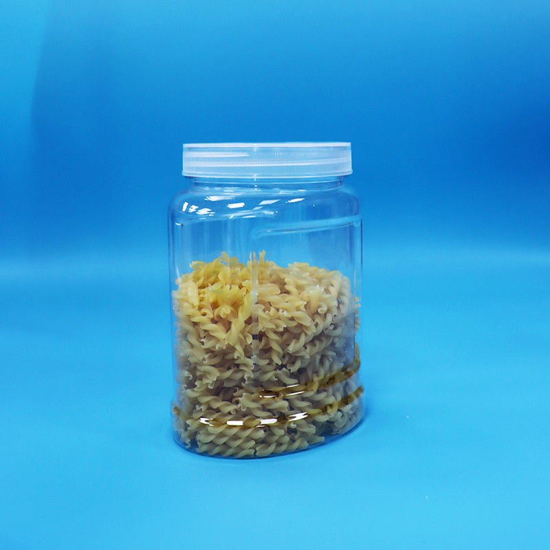 Tamper Proof White Cap PET Plastic Clear Jar For Food Nuts Candy Noodles Food Grade