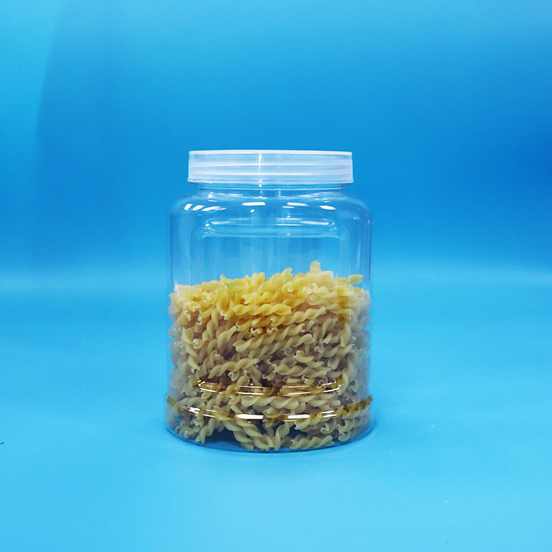 Tamper Proof White Cap PET Plastic Clear Jar For Food Nuts Candy Noodles Food Grade
