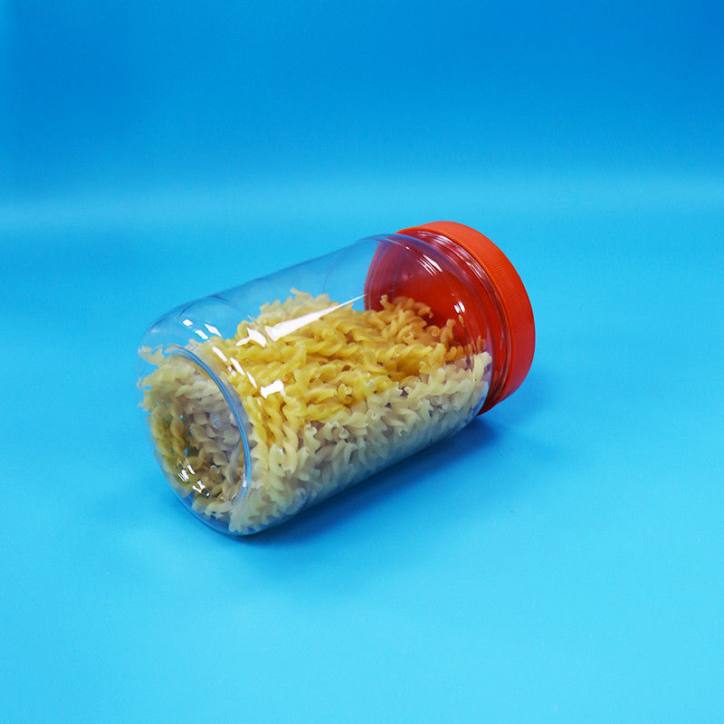 PET Transparent Plastic Round Food Candy Nuts Packaging Jar Red Color Screw Cap