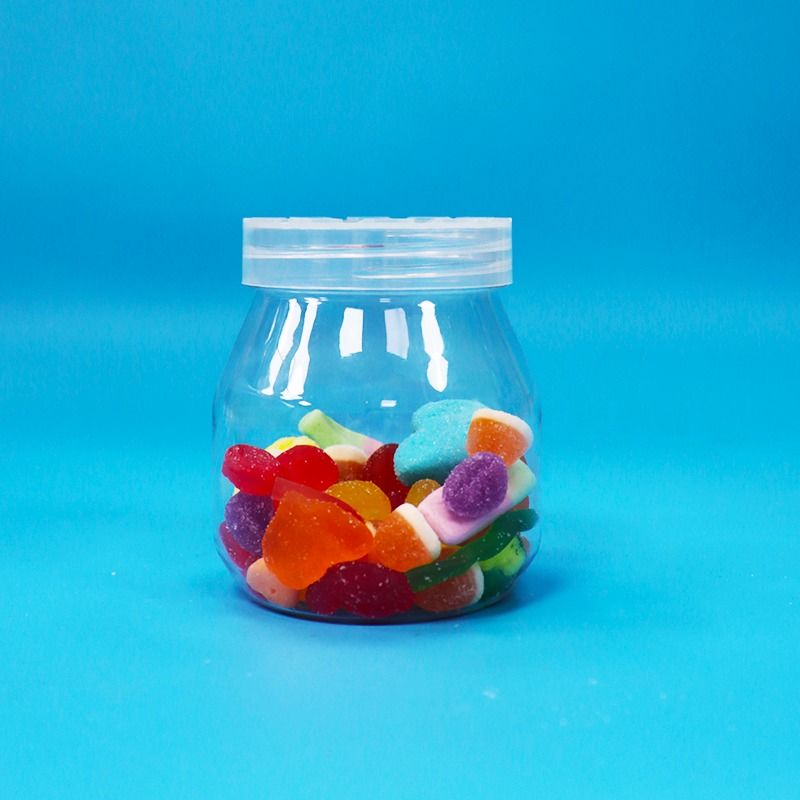 Small Empty Candy Cookies Transparent PET Plastic Jar Screw Cap Food Grade Bpa Free