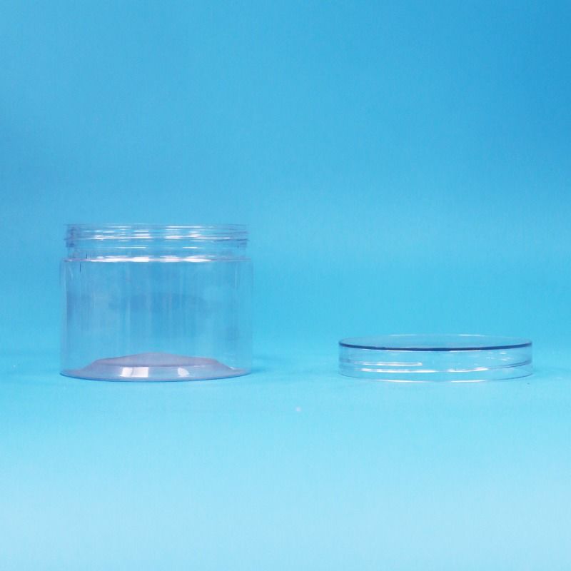 Food Grade Transparent PET Plastic Dry Food Candy Nut Gift Jars Screw Flat Lids