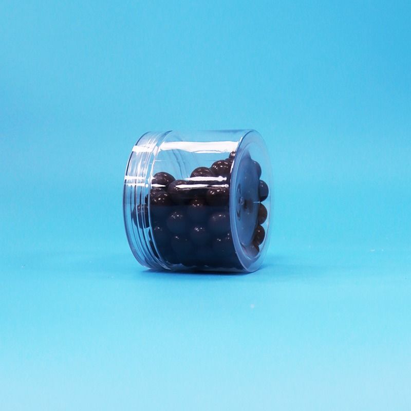 Food Grade Transparent PET Plastic Dry Food Candy Nut Gift Jars Screw Flat Lids