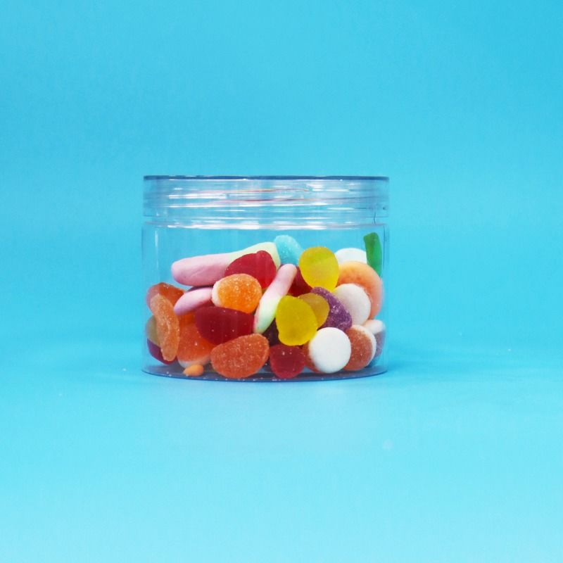 Clear PET Plastic Dry Food Candy Cookies Nuts Gift Jars Screw Flat Lids Food Grade