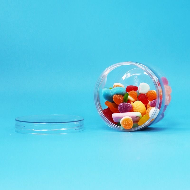Clear PET Plastic Dry Food Candy Cookies Nuts Gift Jars Screw Flat Lids Food Grade