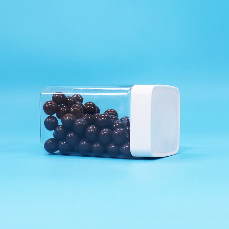 Bpa Free Square Airless White Screw Lid Clear PET Plastic Storage Snack Candy Jar