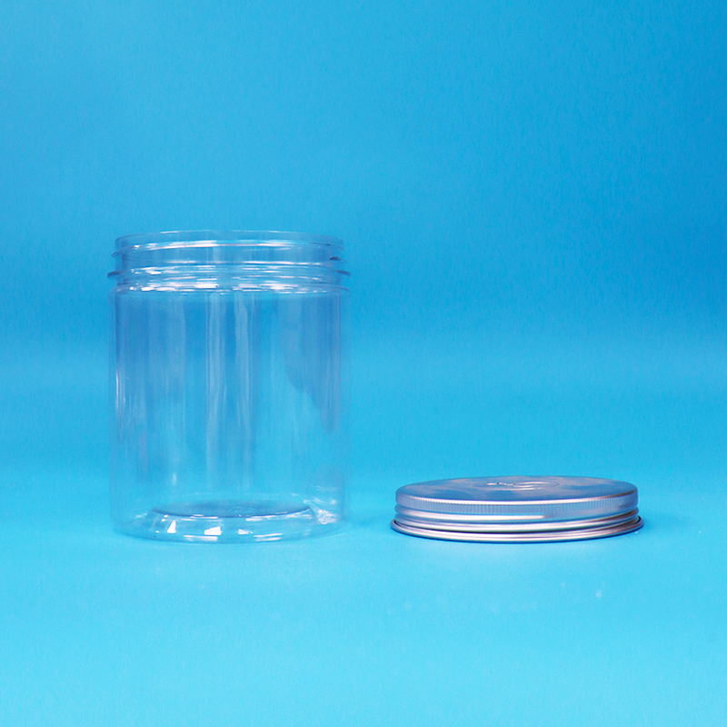 Wide Mouth Round Clear Plastic PET Food Grade Sweet Candy Packing Jar Aluminum Lid