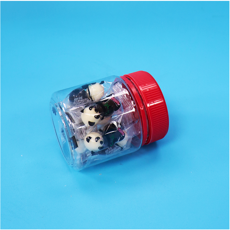 Small Empty Food Grade Screw Red Lid Clear Plastic PET Sweet Nuts Storage Jars