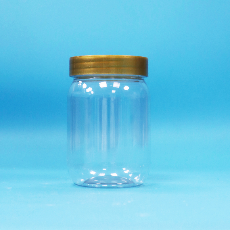 PET Food Grade Clear Round Cylinder Lollipop Honey Biscuit Plastic Jar Screw Brown Lid