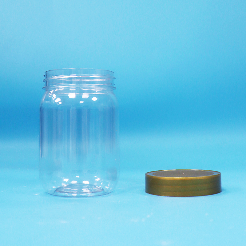 PET Food Grade Clear Round Cylinder Lollipop Honey Biscuit Plastic Jar Screw Brown Lid
