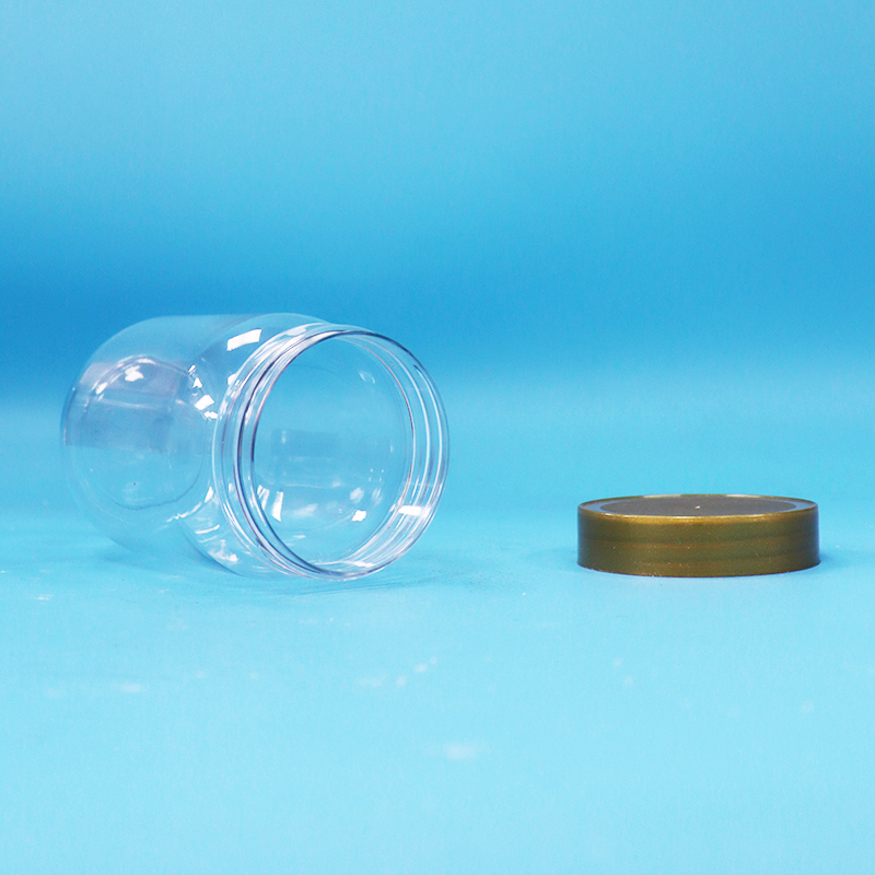 PET Food Grade Clear Round Cylinder Lollipop Honey Biscuit Plastic Jar Screw Brown Lid