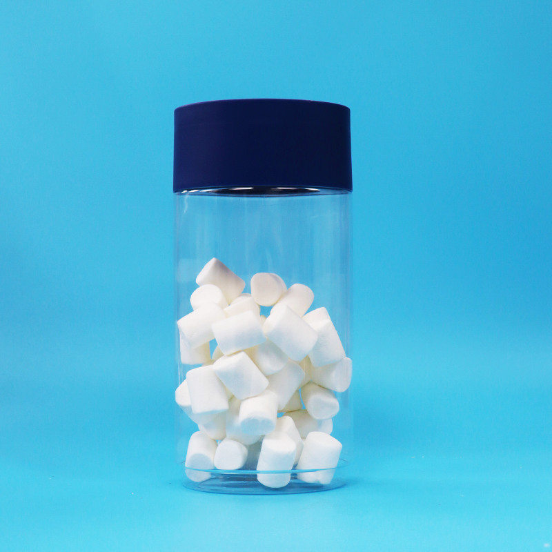 Food Grade Oval Shaped Clear Plastic PET Cookies Nuts Candy Jar Tamper Proof Cap