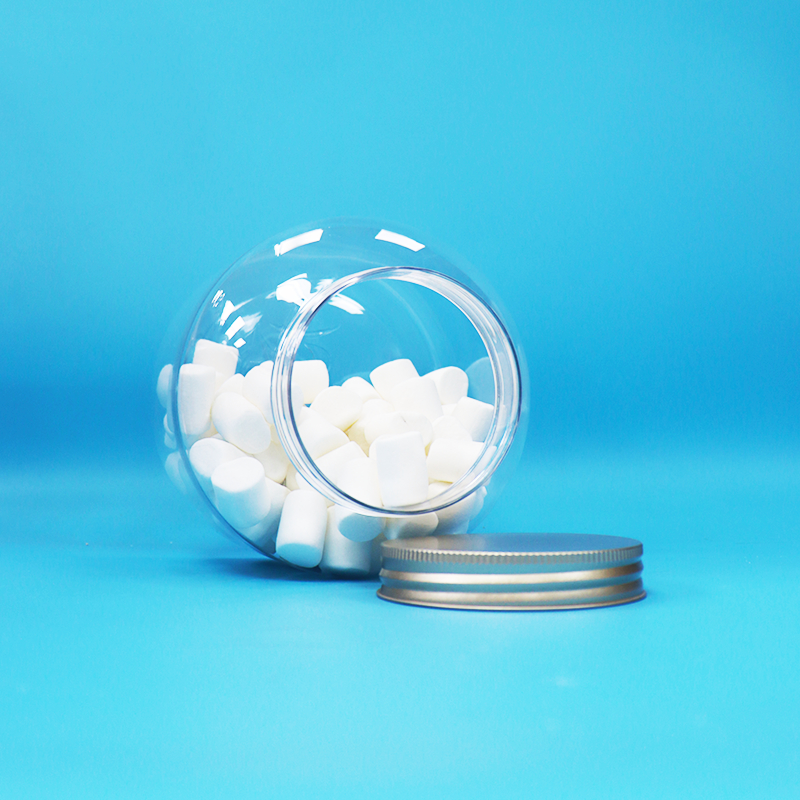 Aluminum Screw Lids Clear Plastic PET Round Candy Nuts Daily Food Jars Eco-Friendly