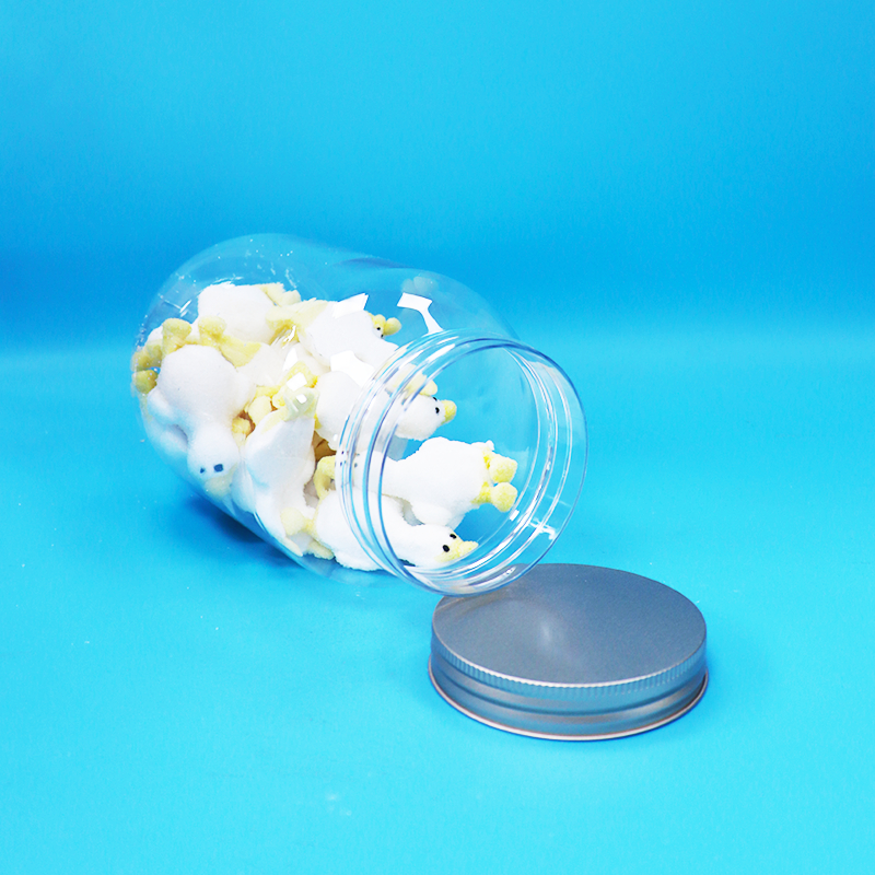 Aluminum Screw Flat Cap Clear Pet Plastic Round Jar  For Food Candy Nuts Bpa Free