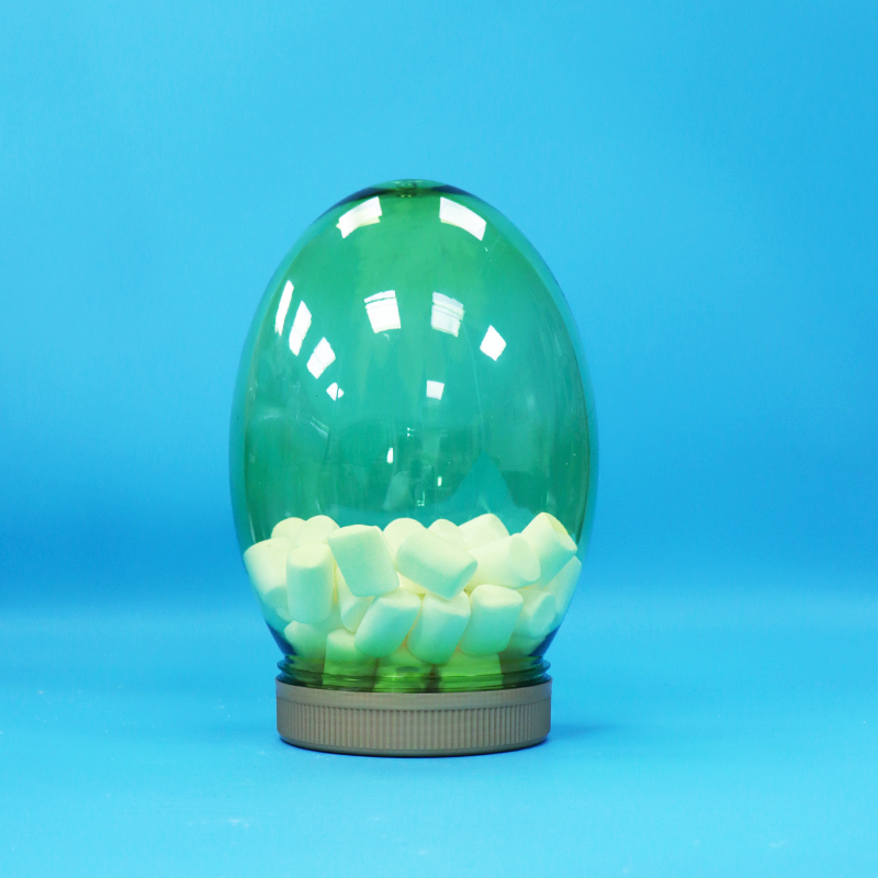 Unique Shape Clear Plastic PET Food Grade Nuts Pistachio Candy Jar Screw Flat Lid