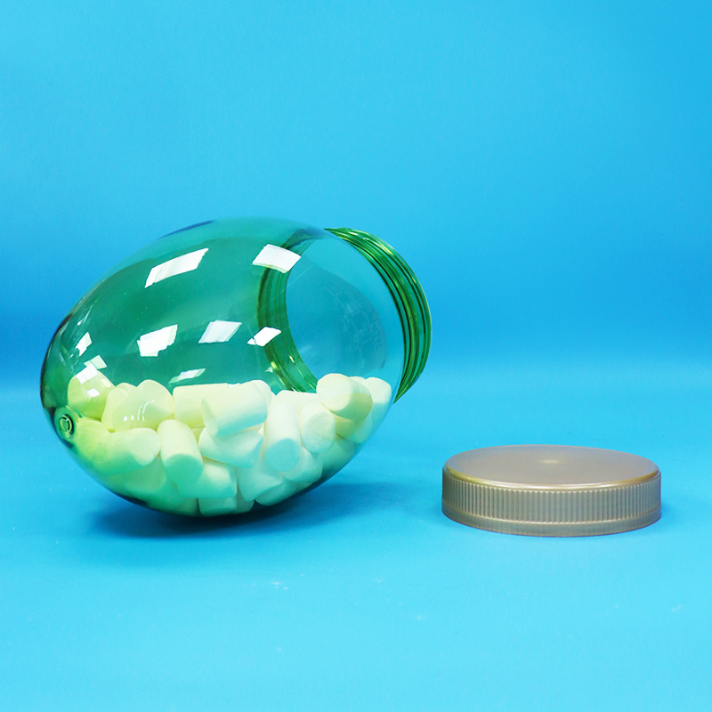 Unique Shape Clear Plastic PET Food Grade Nuts Pistachio Candy Jar Screw Flat Lid