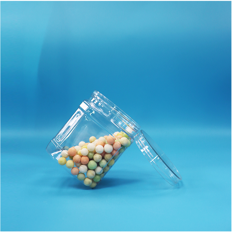 Food Grade Clear Square Shape PET Jar For Dried Fruit Coconut Flakes Hawthorn Strip