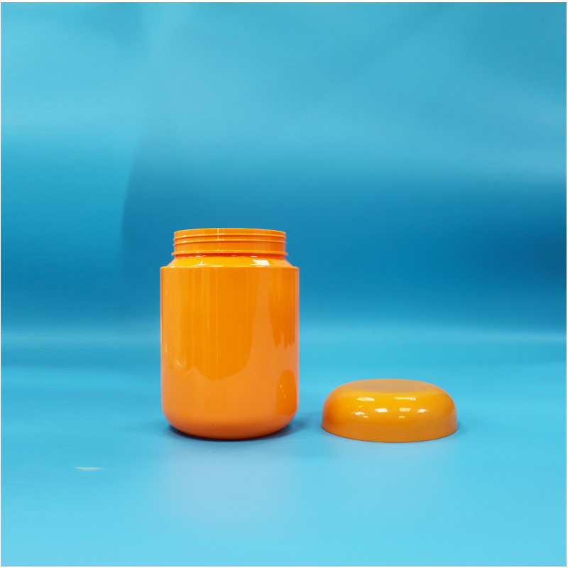 1000ml Round Orange Plastic Jar For Cereals And Multi-Grain Walnut Sesame Powder