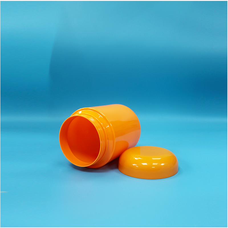 Screw Lid Round Shape Orange Plastic Jar For Cereals Multi-Grain Walnut Peanut