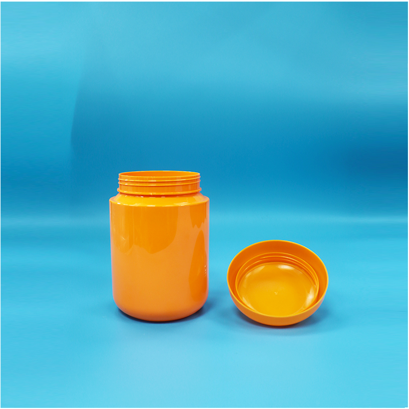 Screw Lid Round Shape Orange Plastic Jar For Cereals Multi-Grain Walnut Peanut