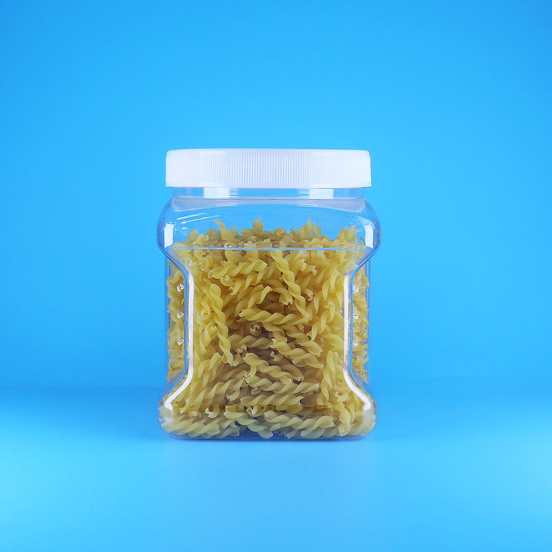 Transparent Square PET Screw Flat Lid Plastic Grip Jars For Sponge Fingers Biscuits