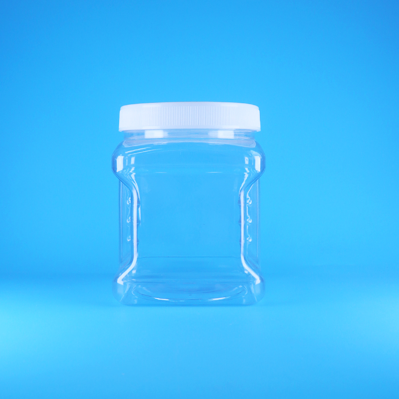 Square Airless PET Screw Lid Clear Plastic Grip Jars For Sweet Nut Fruits Baby Food