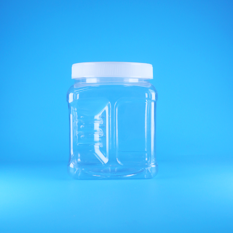 Square Airless PET Screw Lid Clear Plastic Grip Jars For Sweet Nut Fruits Baby Food