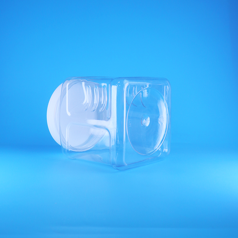Square Airless PET Screw Lid Clear Plastic Grip Jars For Sweet Nut Fruits Baby Food