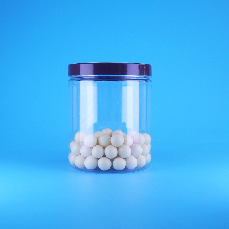 Food Grade Airtight Tall Round Clear PET Plastic Sweet Dry Food Jars Screw Flat Lid