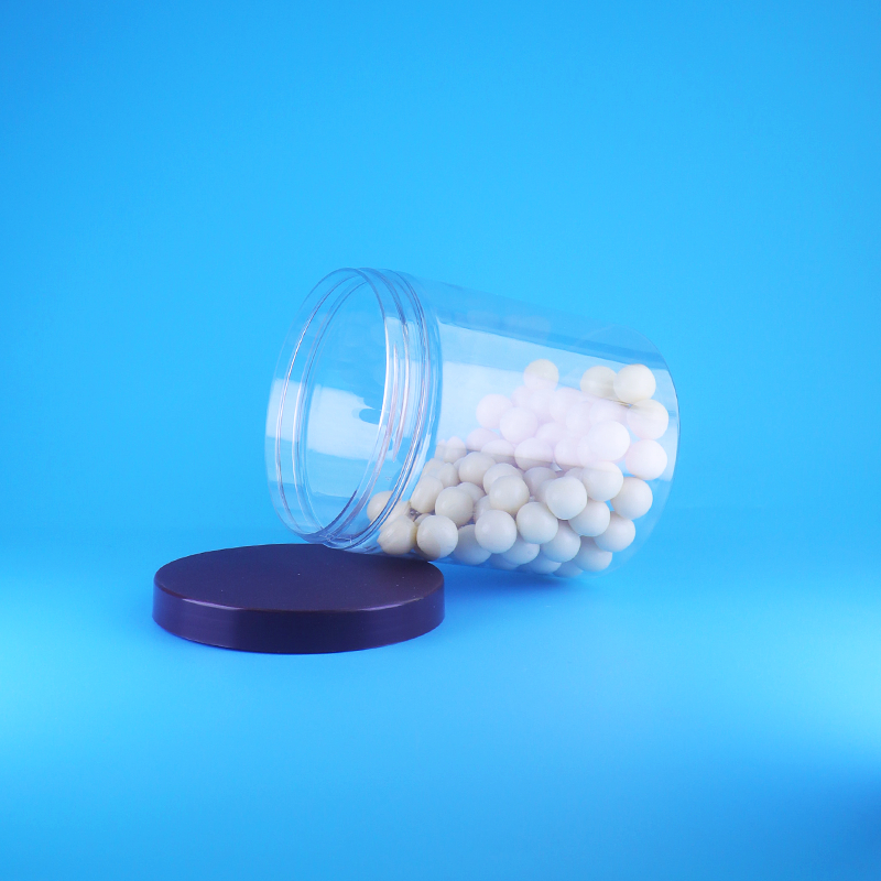 Food Grade Airtight Tall Round Clear PET Plastic Sweet Dry Food Jars Screw Flat Lid