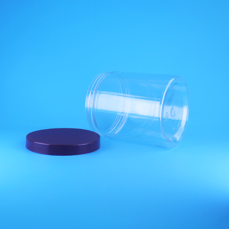 Leak Proof Screw Flat Lid Round Clear PET Plastic Sweet Dry Fruits Jars Bpa Free Custom Design for Dried Food