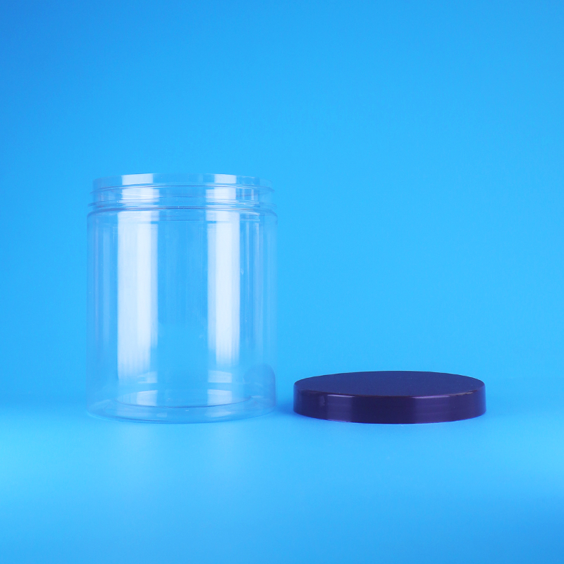 Leak Proof Screw Flat Lid Round Clear PET Plastic Sweet Dry Fruits Jars Bpa Free Custom Design for Dried Food