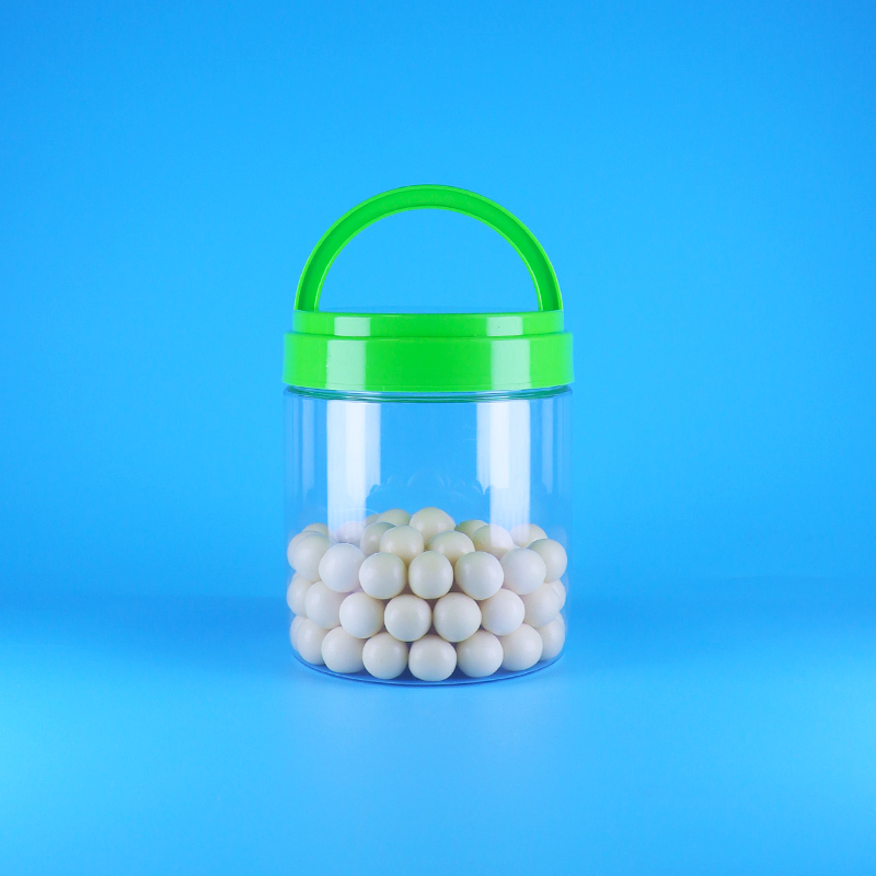 Bpa Free Screw Handle Lid Sealable Empty Plastic PET Clear Round Peanut Butter Jar