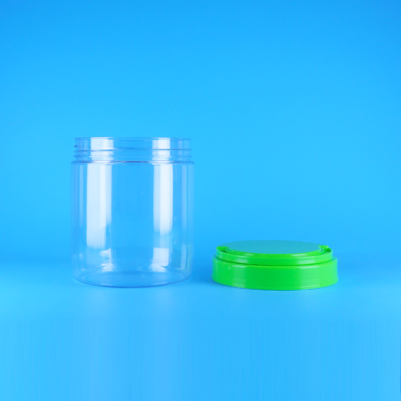 Bpa Free Screw Handle Lid Sealable Empty Plastic PET Clear Round Peanut Butter Jar