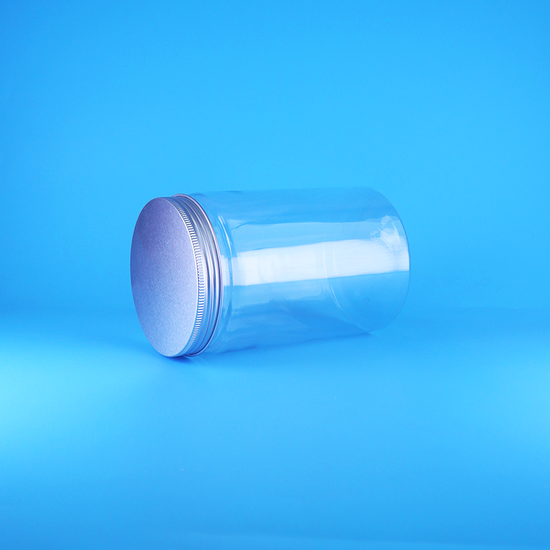 Wide Mouth Transparent PET Plastic Nut Food Candy Tall Round Jar Screw Flat Lid