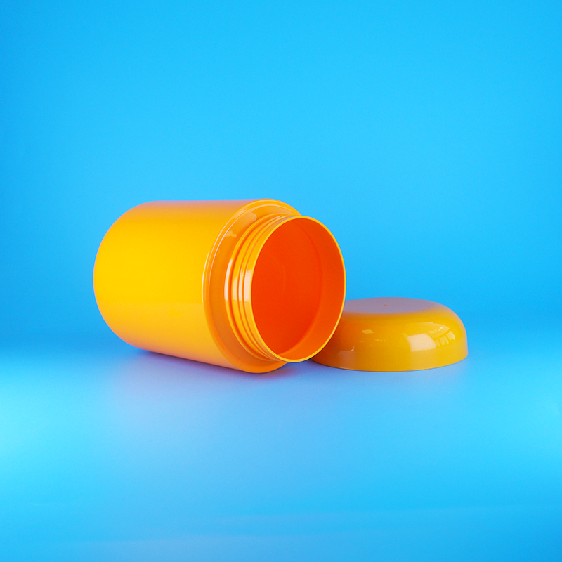 Airtight Orange Round Shape Plastic PET Cookies Cotton Candy Jars Screw Orange Cap