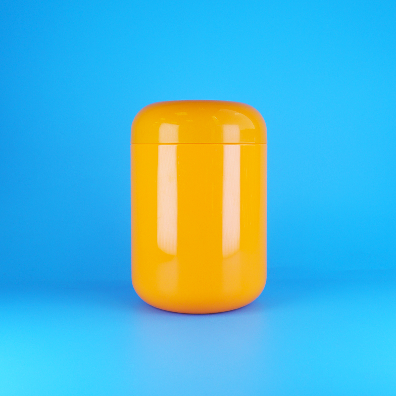 Airtight Orange Round Shape Plastic PET Cookies Cotton Candy Jars Screw Orange Cap