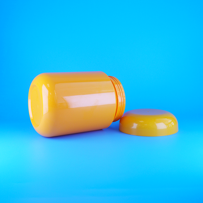Airtight Orange Round Shape Plastic PET Cookies Cotton Candy Jars Screw Orange Cap