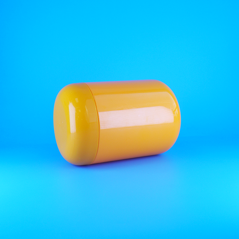 Round Shape Food Grade Orange Plastic PET Screw Flat Orange Cap Cookies Candy Jars