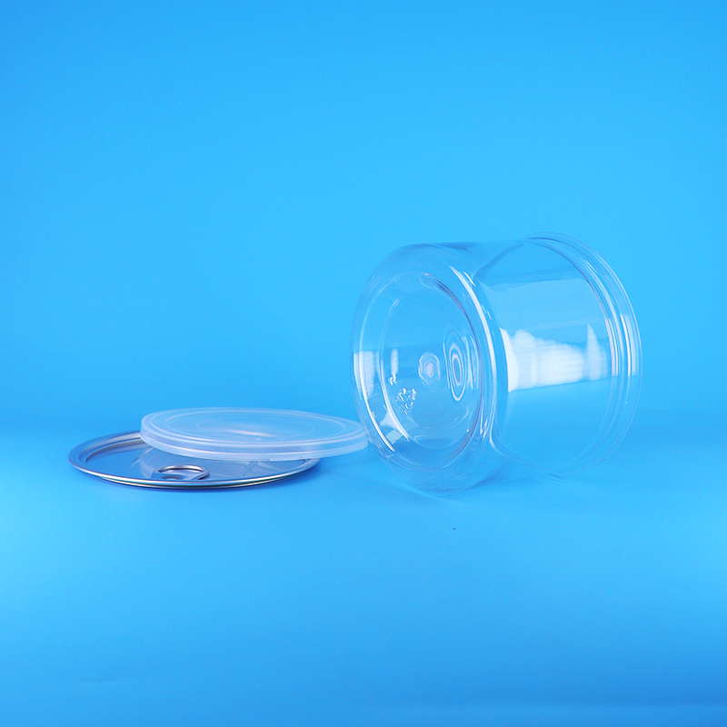Plastic Transparent PET Round Easy Open Lid  Can For Food Candy Cookies Snack Tea