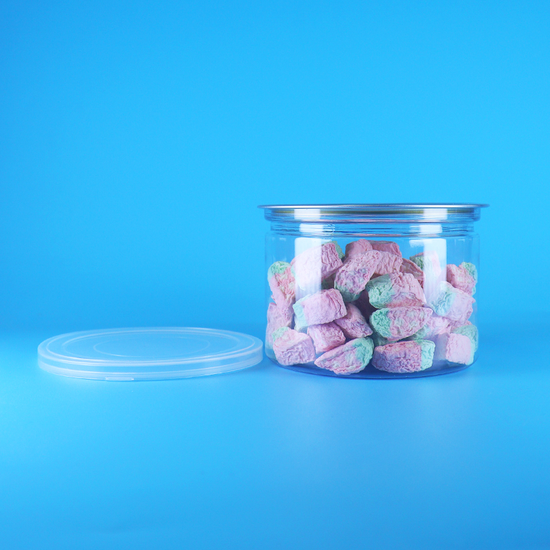 Plastic Transparent PET Round Easy Open Lid  Can For Food Candy Cookies Snack Tea