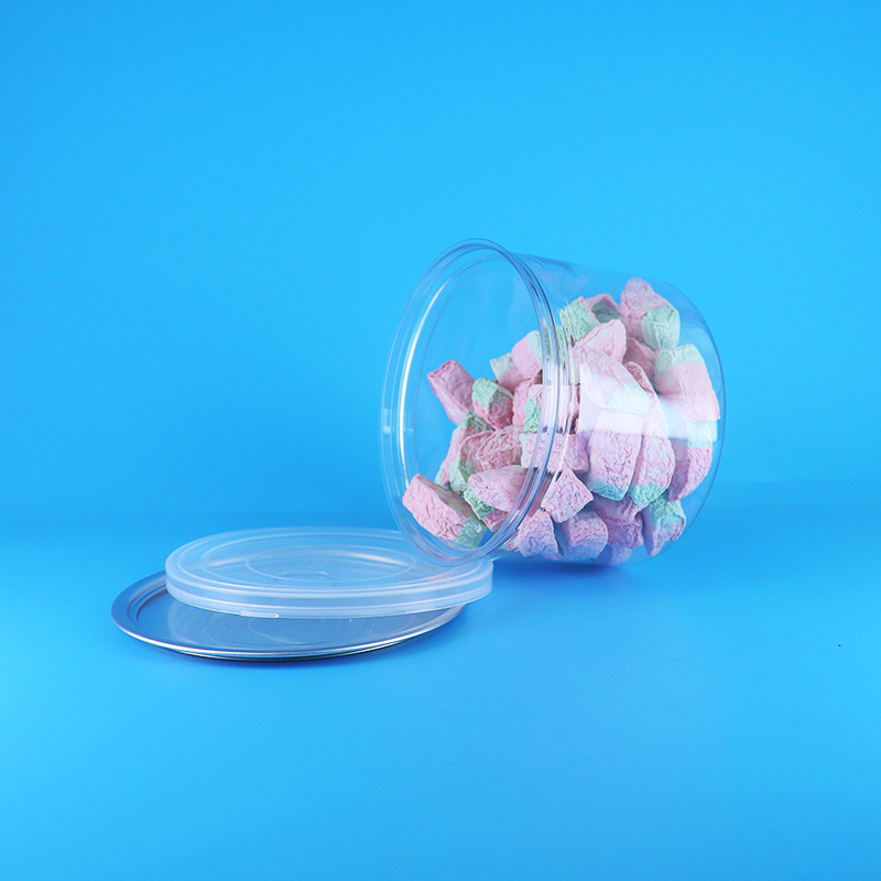 Plastic Transparent PET Round Easy Open Lid  Can For Food Candy Cookies Snack Tea