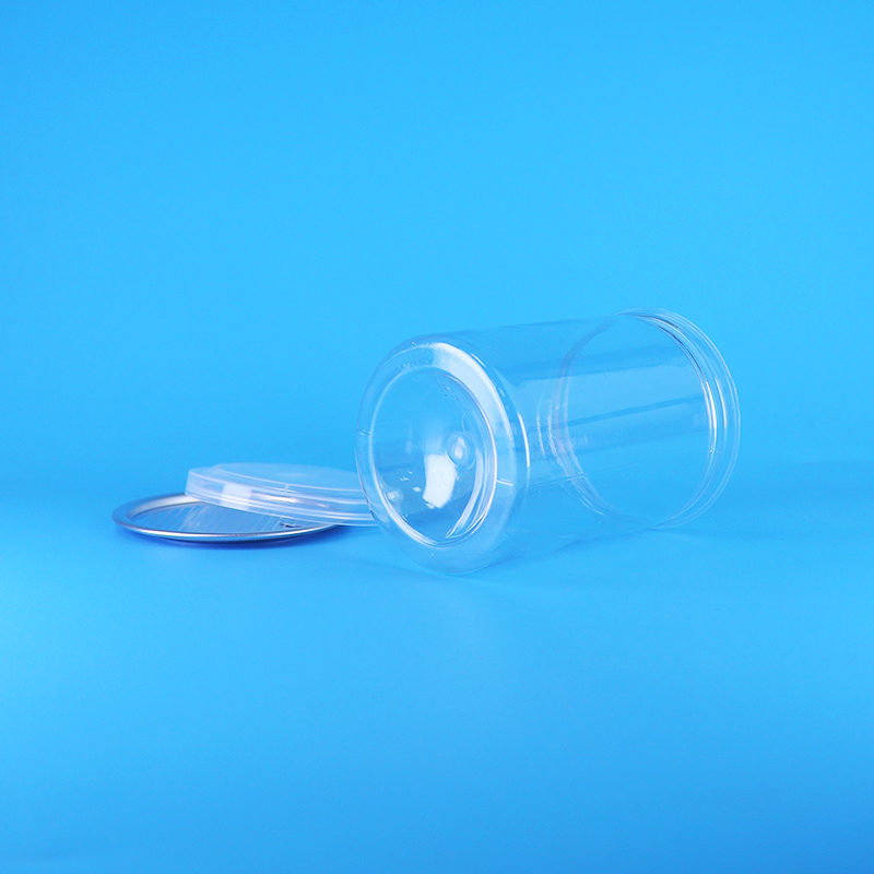 Bpa Free Transparent Round PET Plastic Candy Yogurt Baby Food Cookies Cans PE Lid