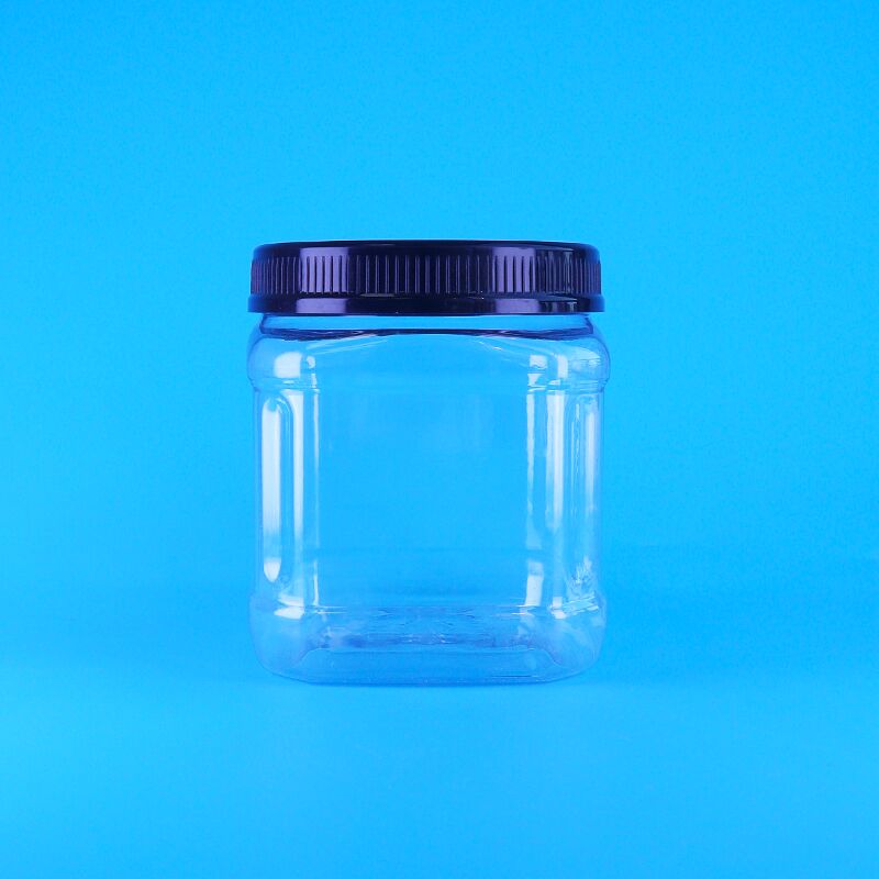 Square Clear Airless Screw Lid Plastic Snack Raisin Broad Bean Pine Nut Storage Jars