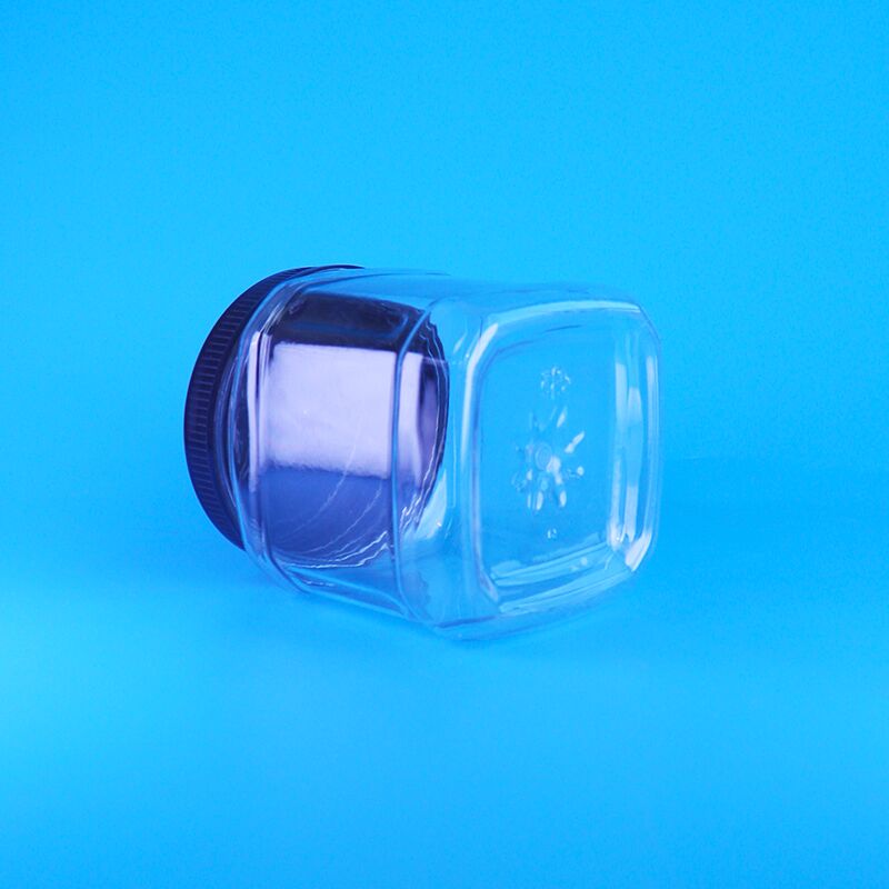 Square Clear Airless Screw Lid Plastic Snack Raisin Broad Bean Pine Nut Storage Jars